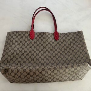 Gucci reversible Beige Tote with Red Accents